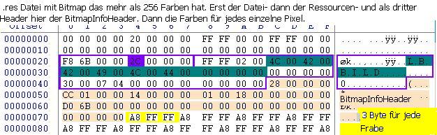 Hexe-Editor Bild von Resource mit Bitmap